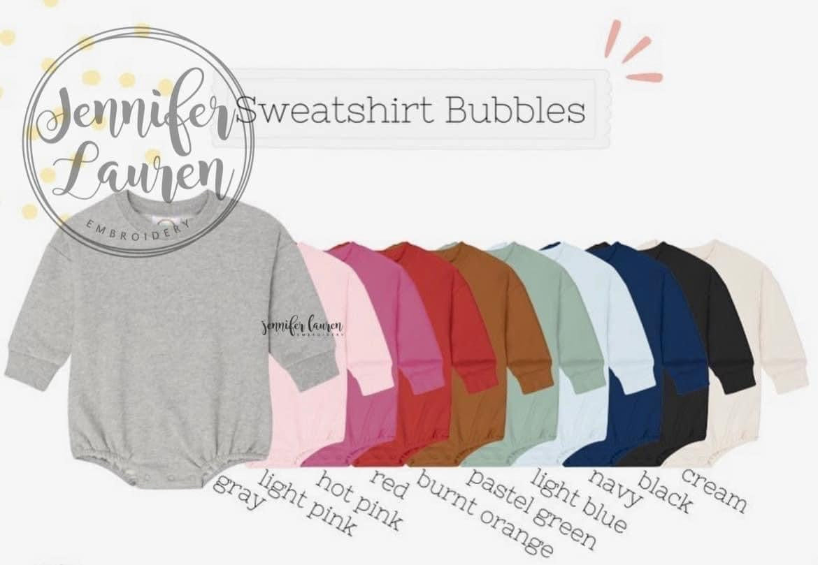 Sweatshirt bubble w/ embroidered name or monogram