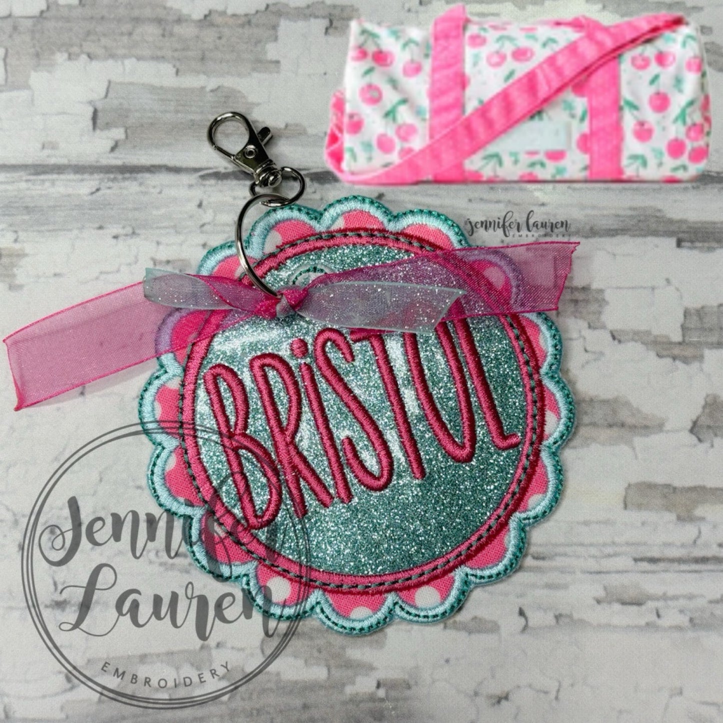 Fabric name tag - satin border - custom