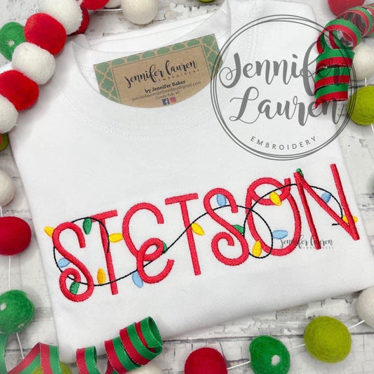 Christmas lights name shirt