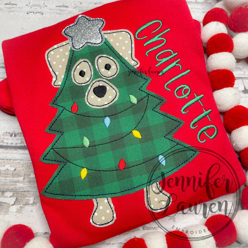 Dog Christmas tree shirt