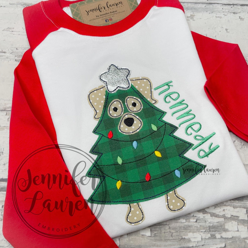 Dog Christmas tree shirt