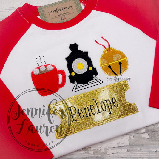 Christmas train shirt - sparkly ticket