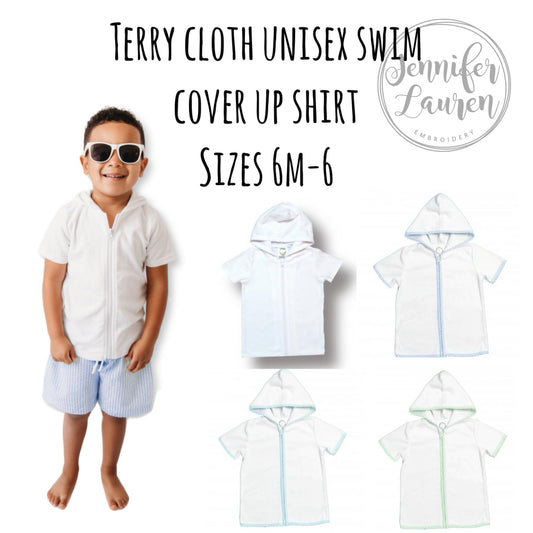 Terry cloth unisex swim cover up shirt