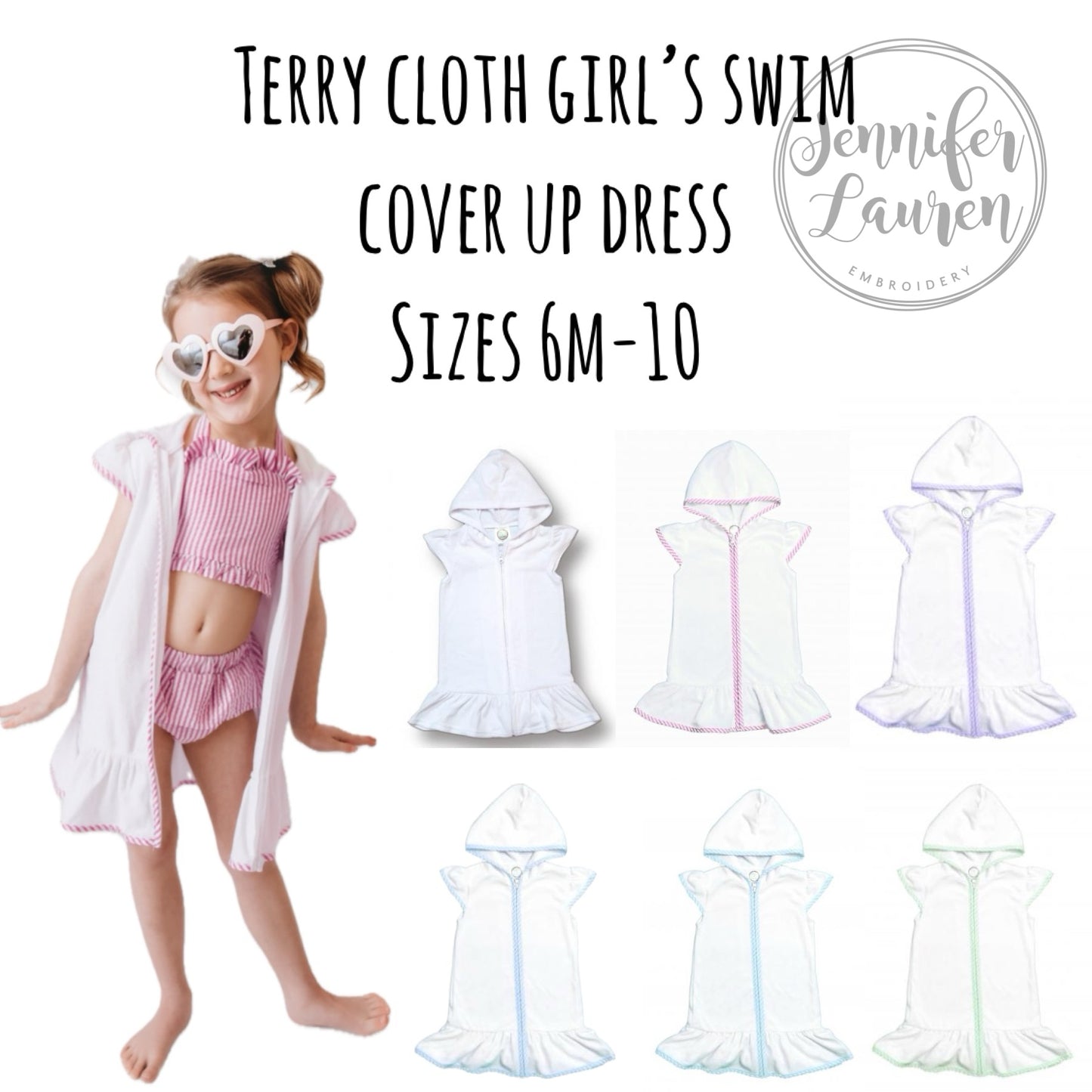 Terry cloth girl's swim cover up dress