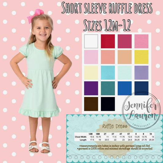 Short sleeve ruffle dress with applique - custom