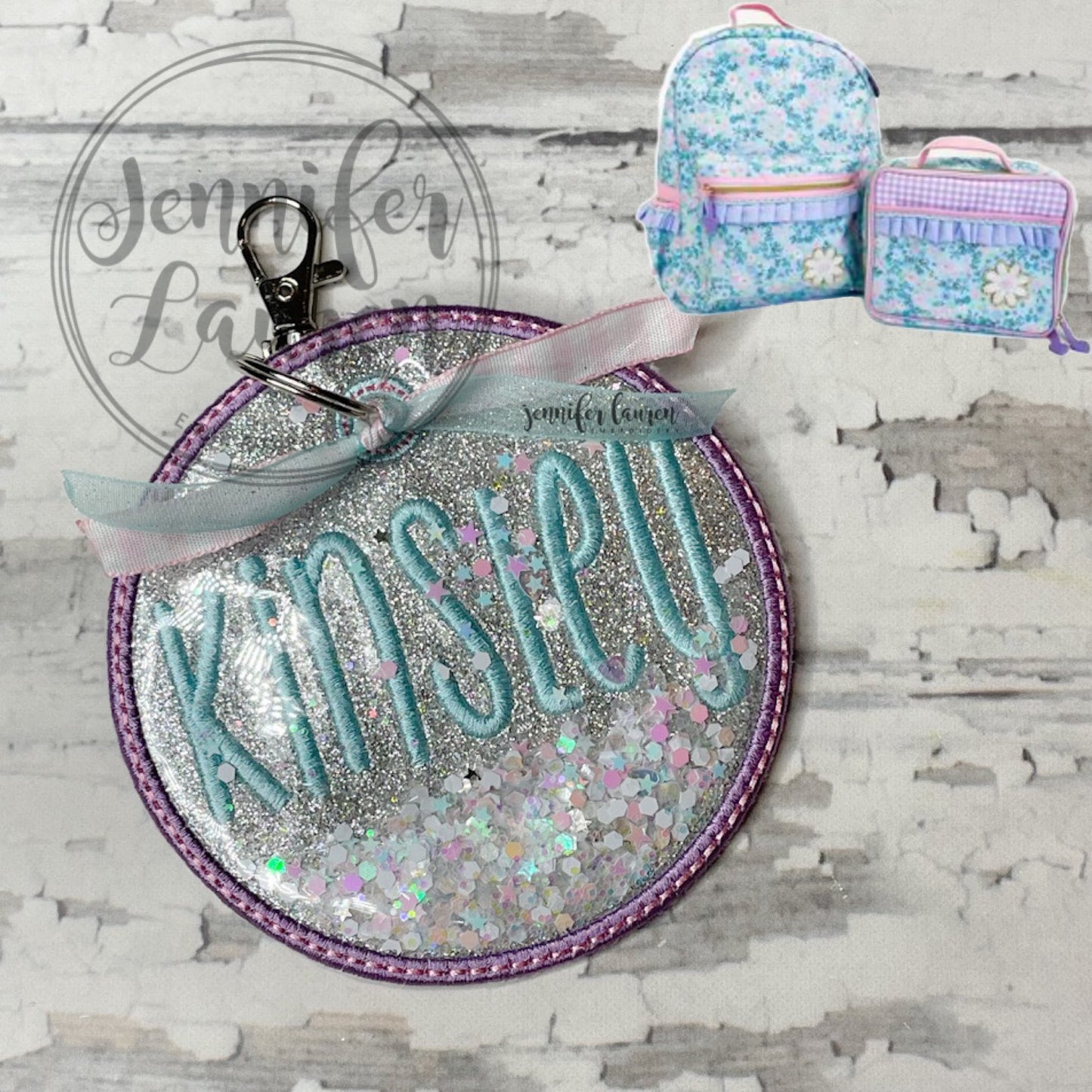 Glitter fabric name tag - custom