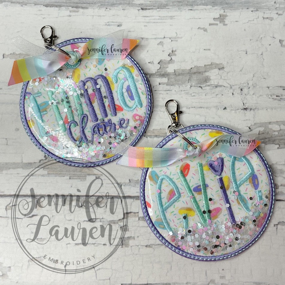 Glitter fabric name tag - custom