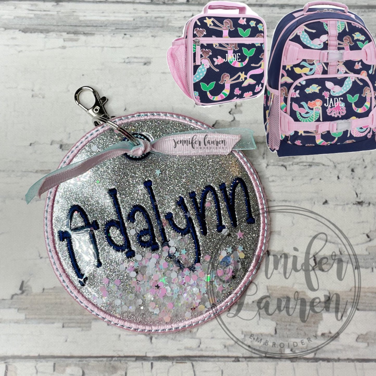 Glitter fabric name tag - custom