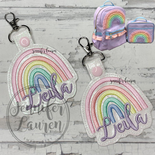 Rainbow name tag M2M Girl August bookbag