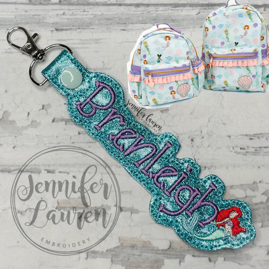 Outlined name tag + mini mermaid - custom