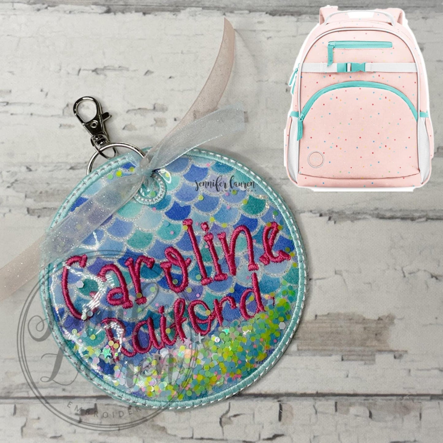 Glitter fabric name tag - custom