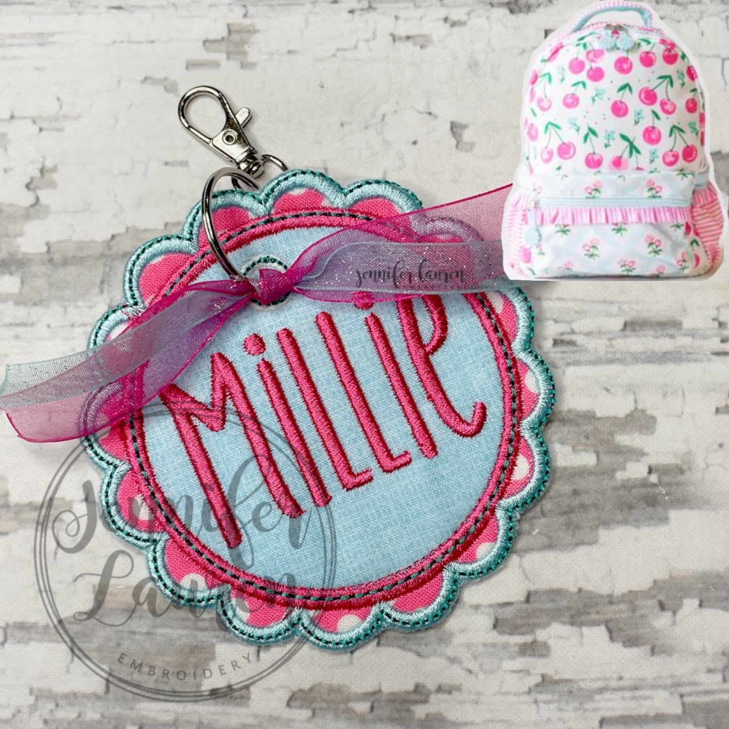 Fabric name tag - satin border - custom