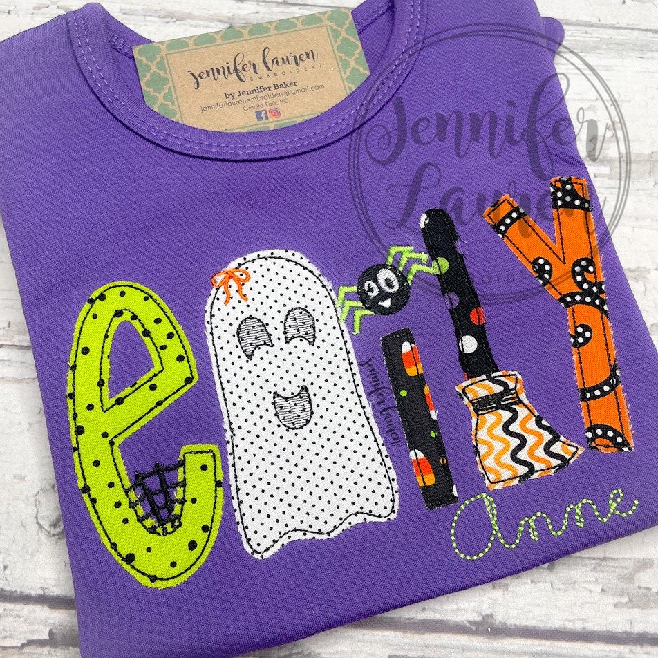 Applique Halloween name shirt - ruffle