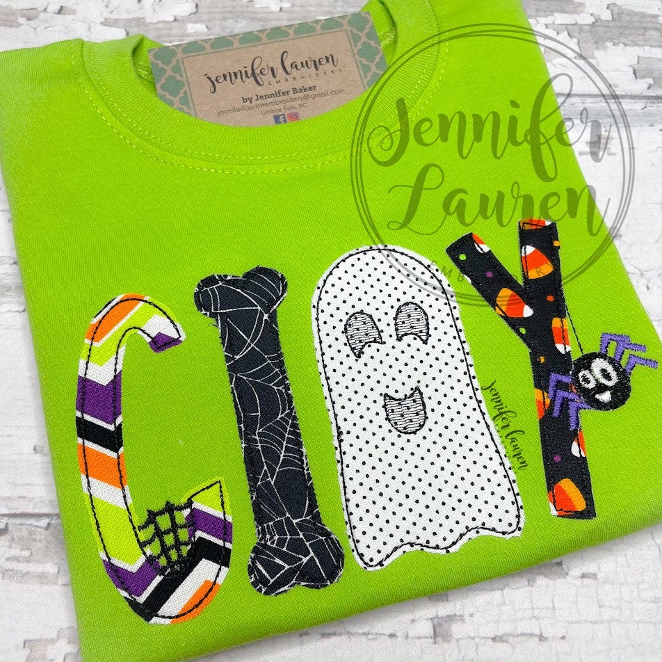 Applique Halloween name shirt - unisex