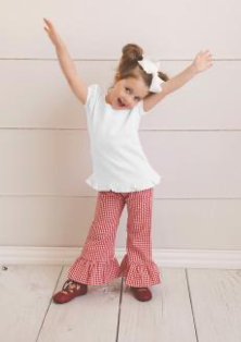 Gingham ruffle pants