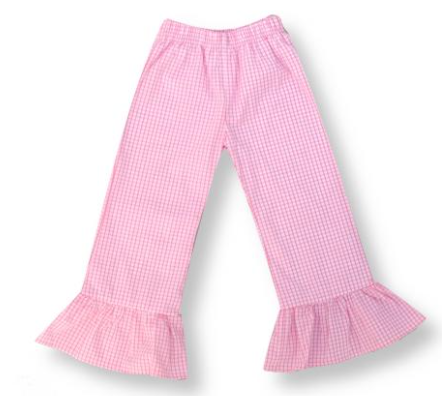 Pink windowpane ruffle pants