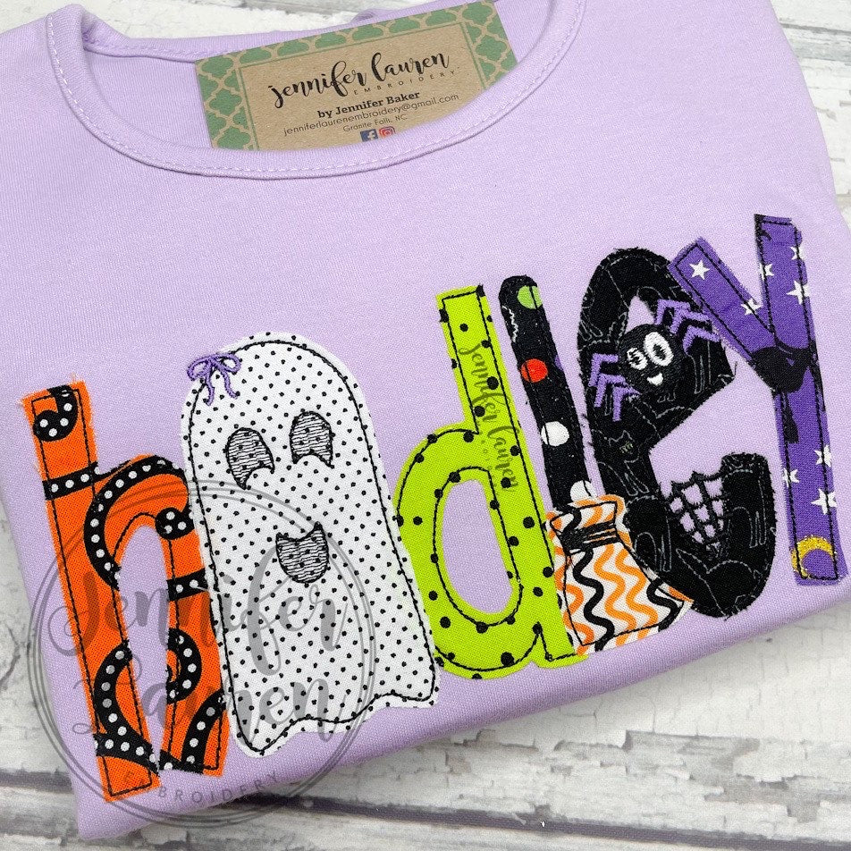 Applique Halloween name shirt - ruffle