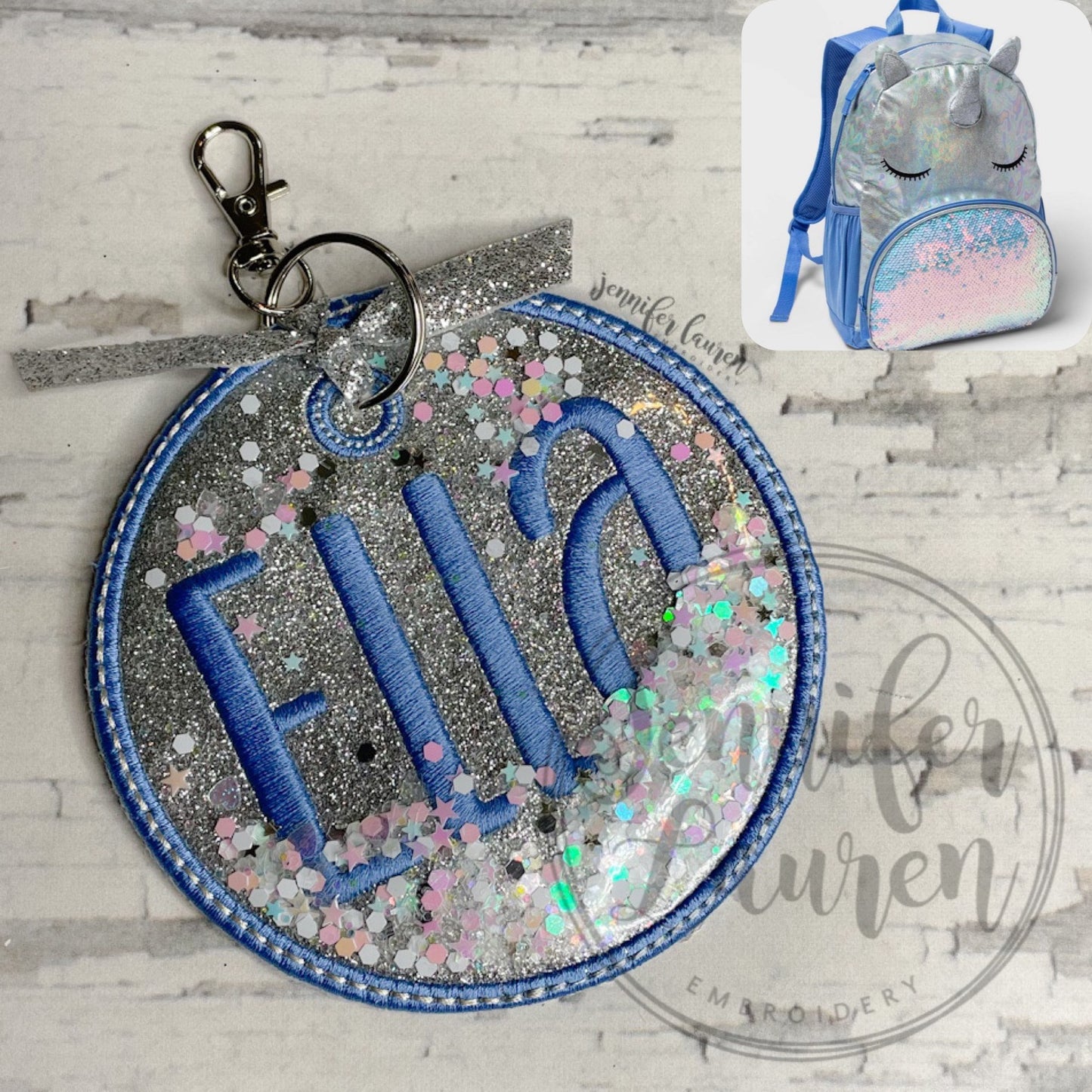 Glitter fabric name tag - custom