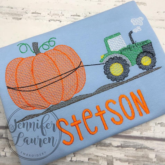 Tractor pumpkin sketch shirt