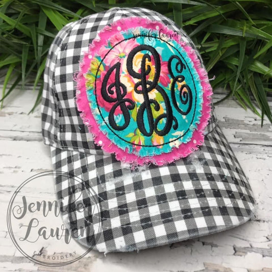 Hat - Monogrammed floral patch