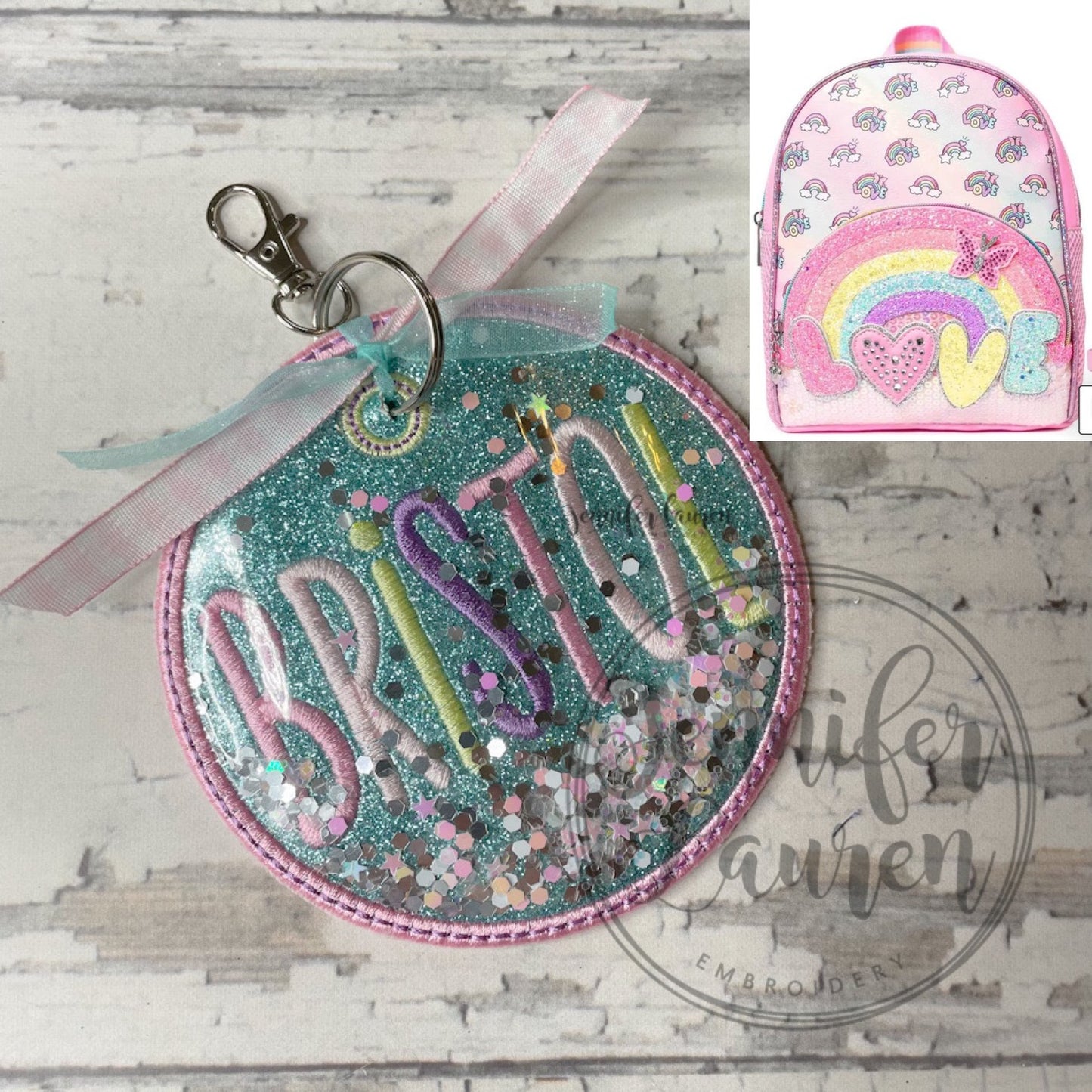 Glitter fabric name tag - custom