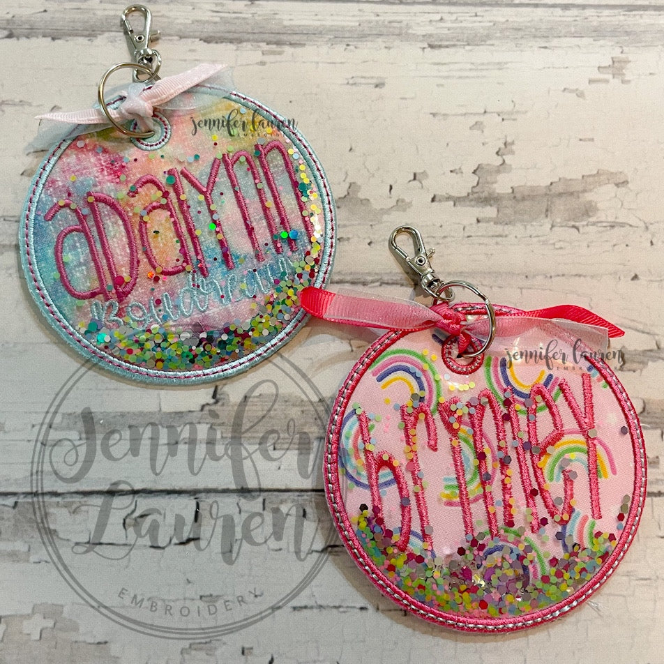 Glitter fabric name tag - custom