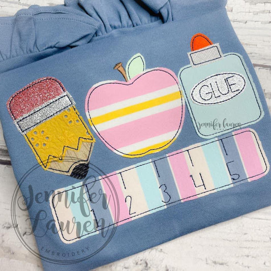 Pencil apple glue ruler shirt M2M MJ