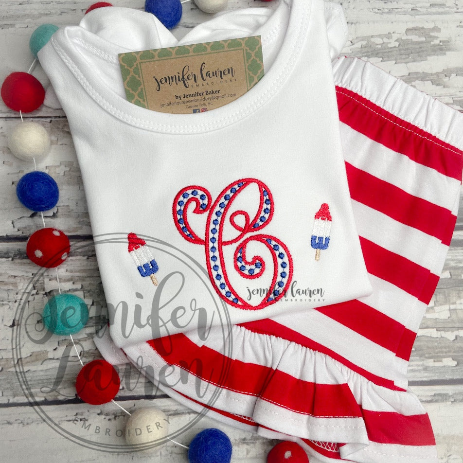 Embroidered patriotic popsicle shirt