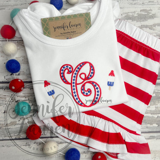 Embroidered patriotic popsicle shirt