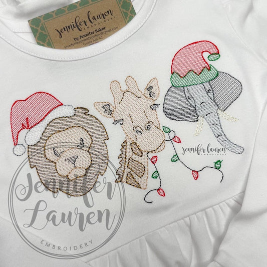 Christmas zoo animals sketch shirt / dress / romper