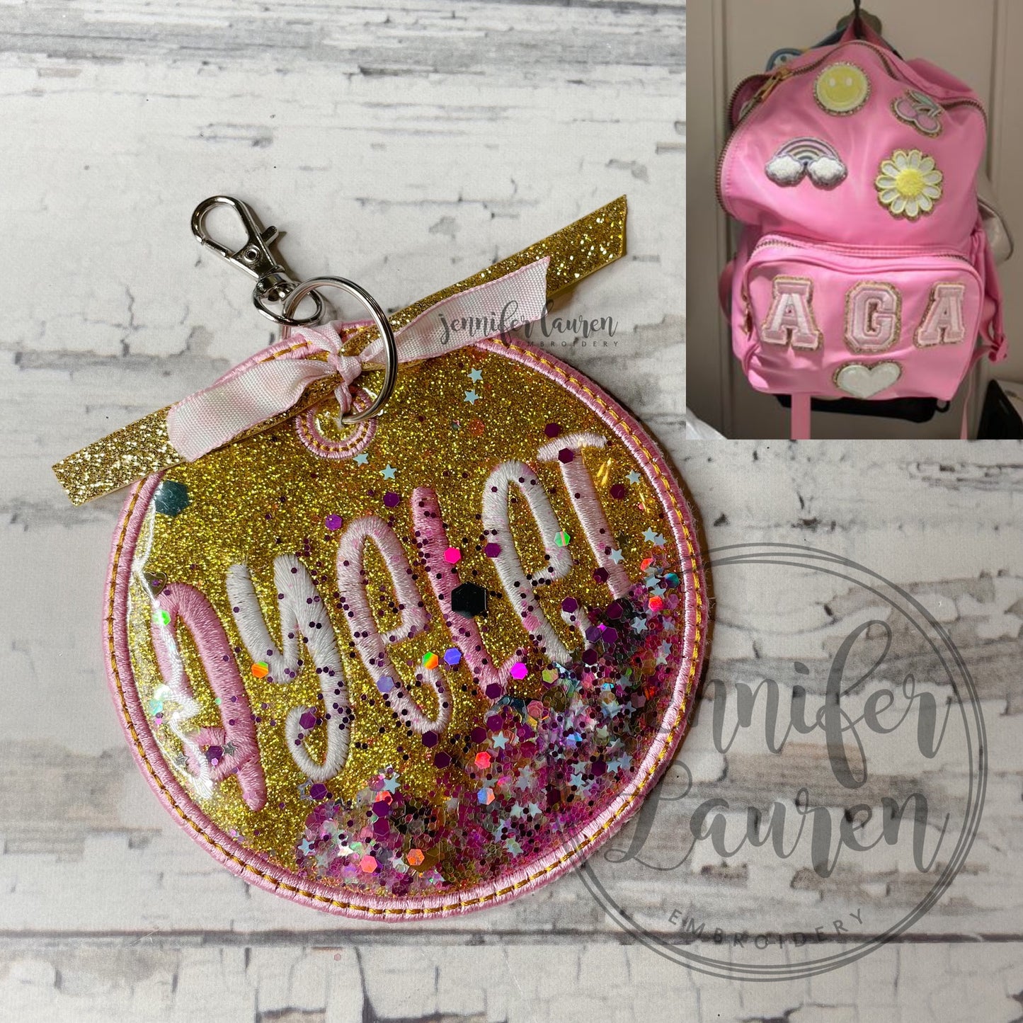 Glitter fabric name tag - custom