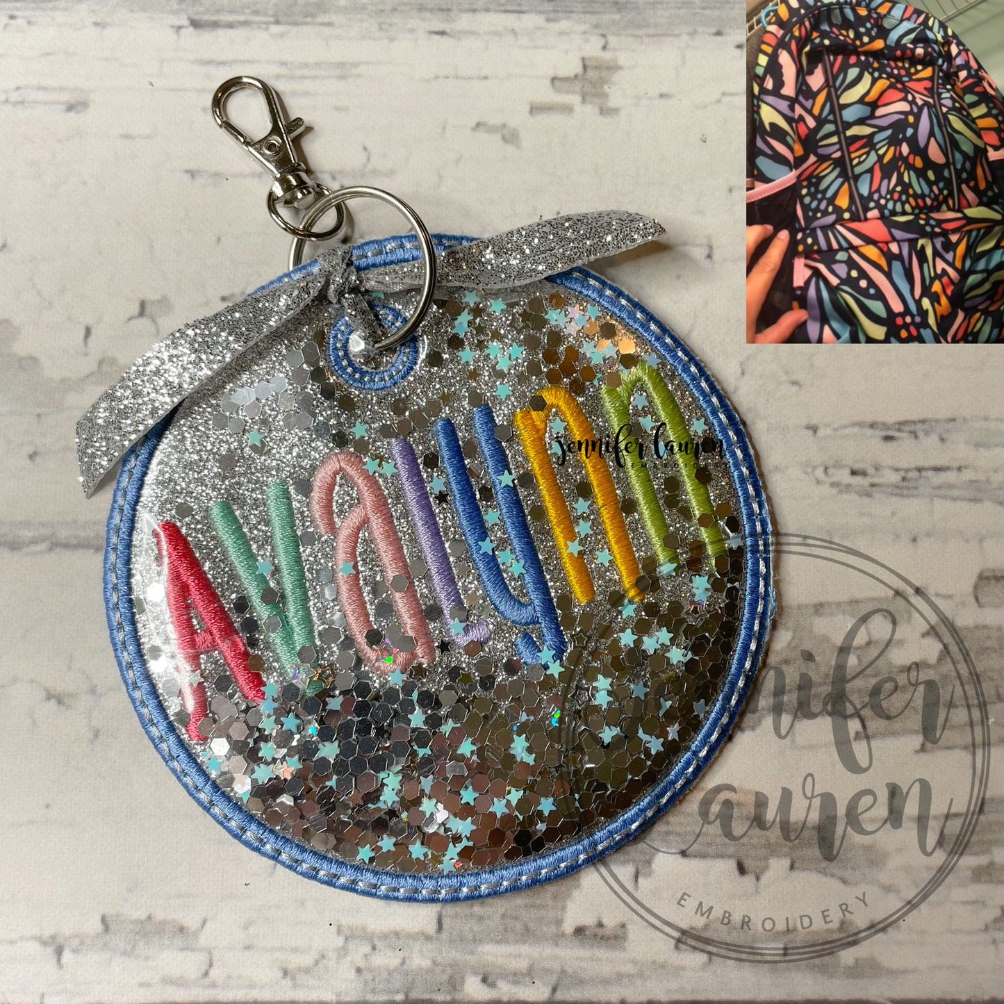 Glitter fabric name tag - custom