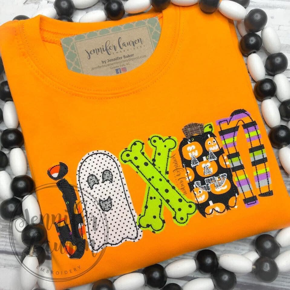 Applique Halloween name shirt - unisex