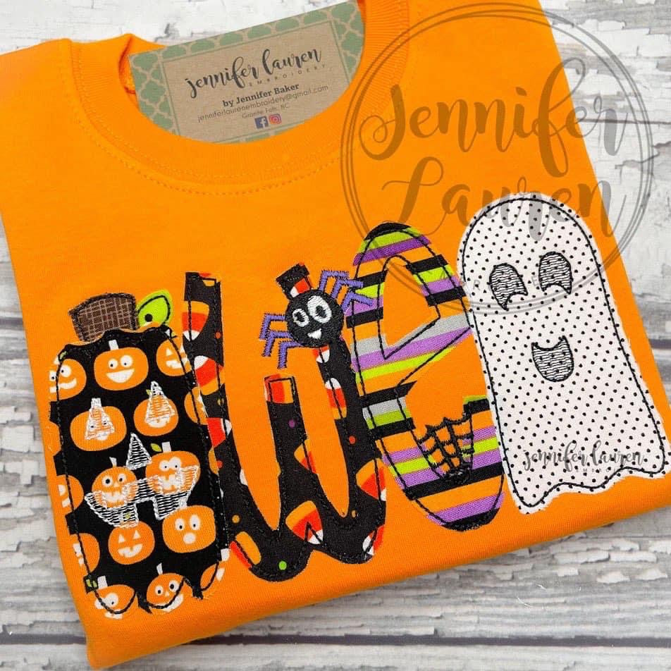 Applique Halloween name shirt - unisex