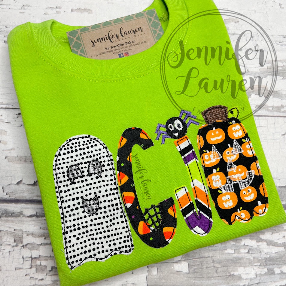 Applique Halloween name shirt - unisex