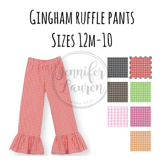 Gingham ruffle pants