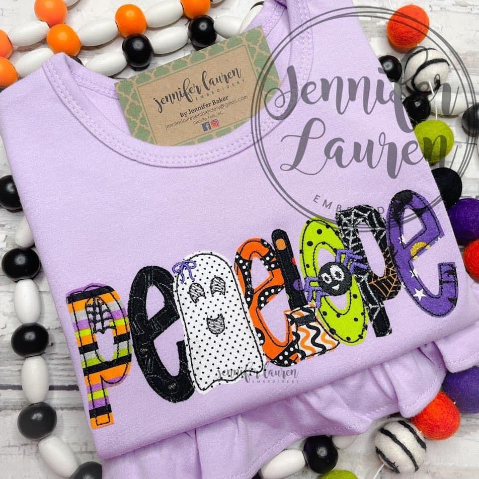 Applique Halloween name shirt - ruffle