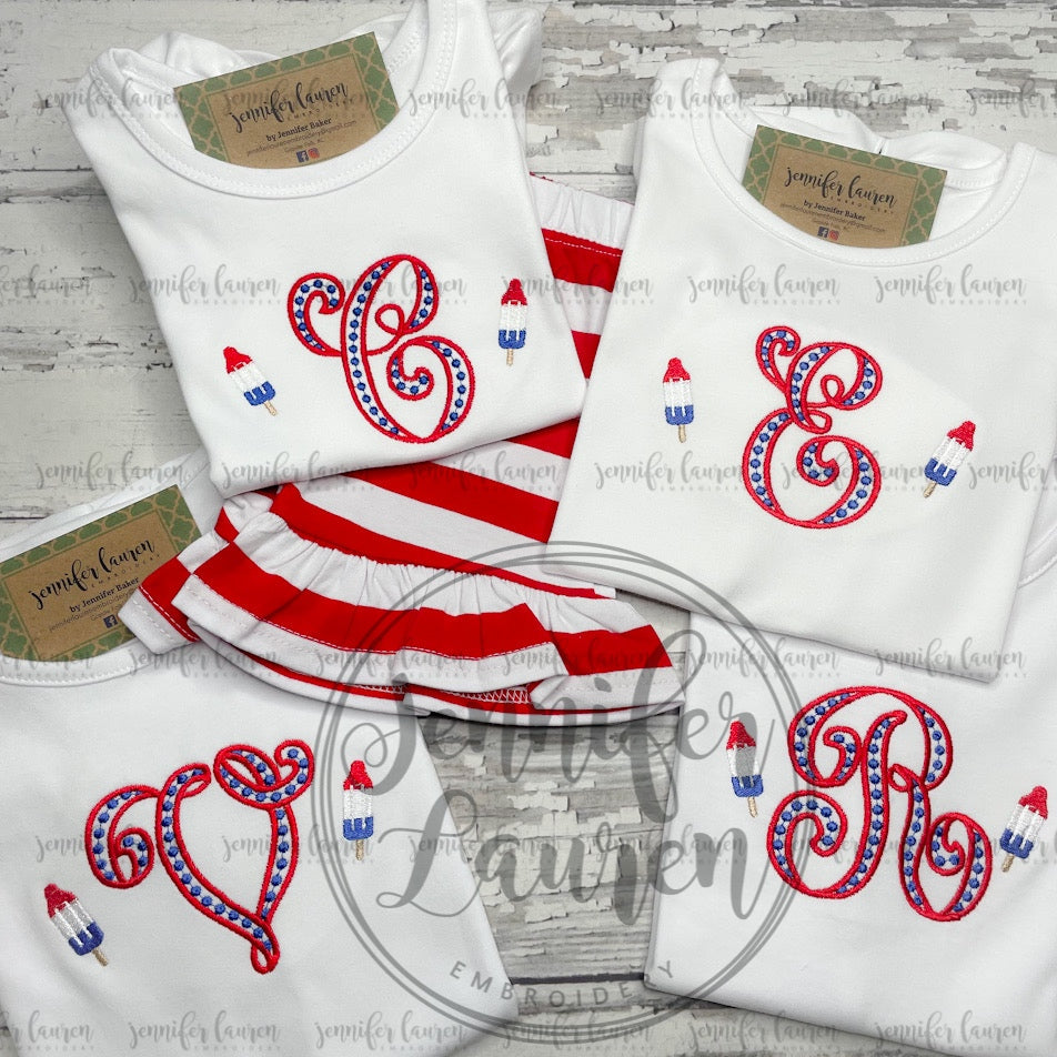 Embroidered patriotic popsicle shirt