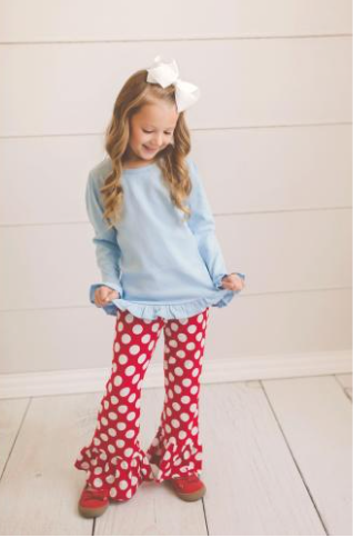 Polka dot ruffle pants