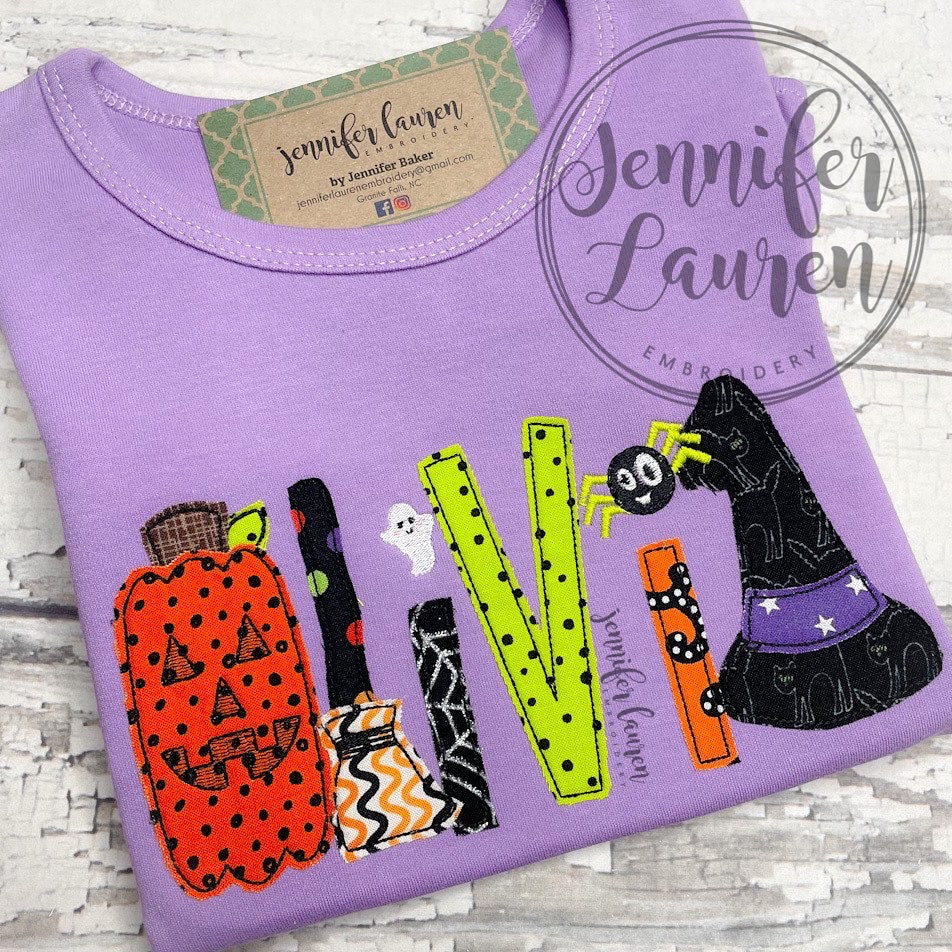 Applique Halloween name shirt - ruffle