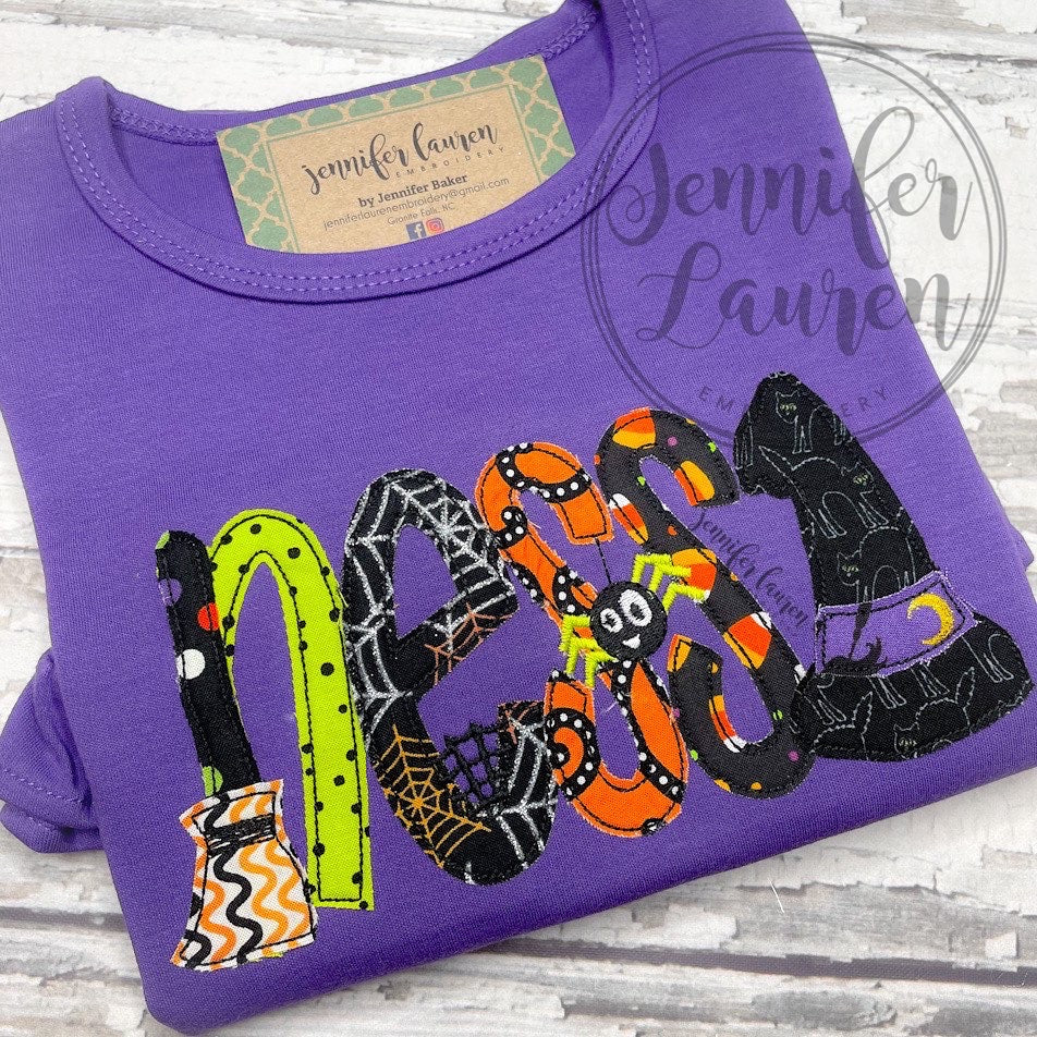 Applique Halloween name shirt - ruffle