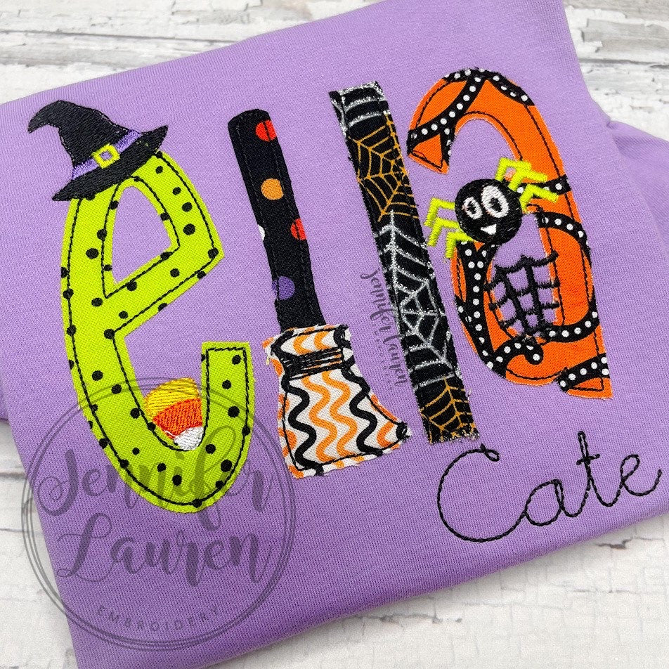 Applique Halloween name shirt - ruffle