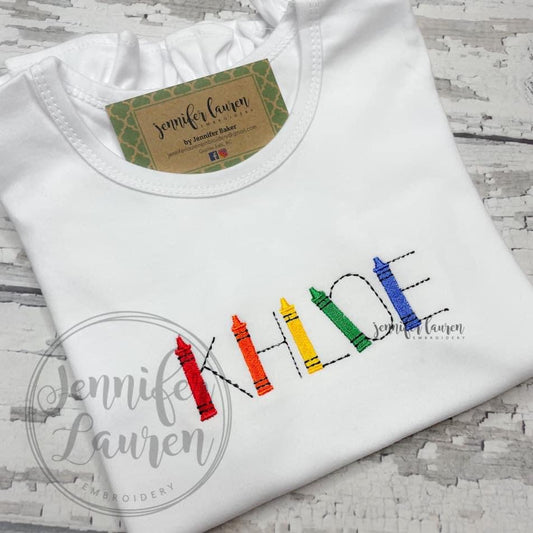 Back to school crayon name shirt