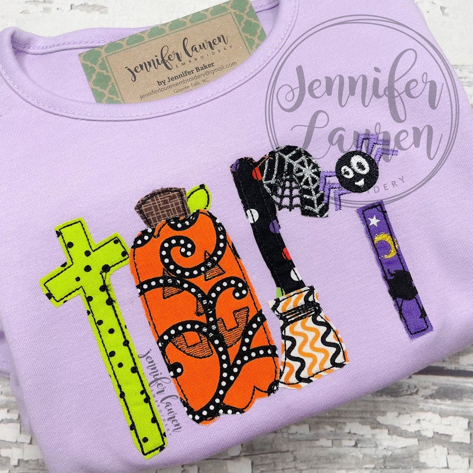 Applique Halloween name shirt - ruffle