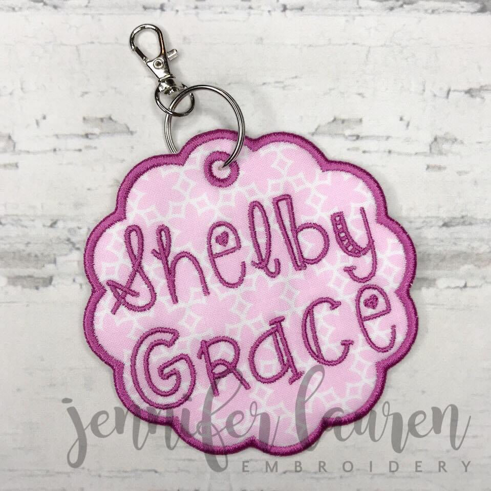 Fabric name tag - satin border - custom